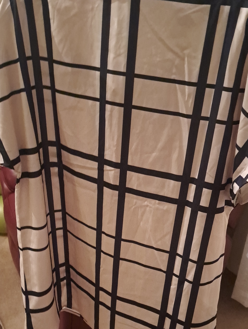Women's Beige Plaid Button-Up Blouse - Picture 2 of 3